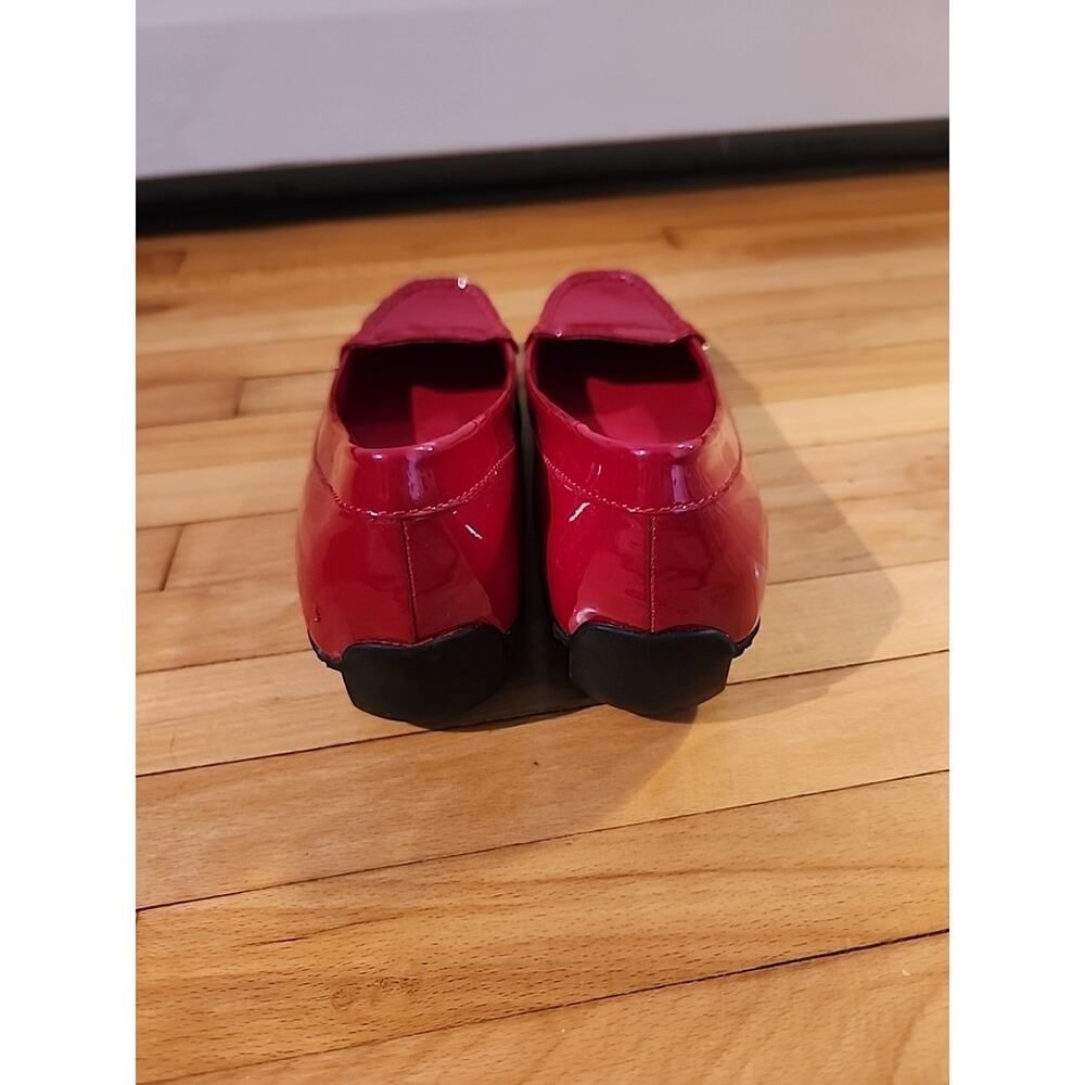 Lauren Ralph Lauren Gaia Wine Patent Leather Loafers Slip Ons Wedge RED 6 - Picture 5 of 8